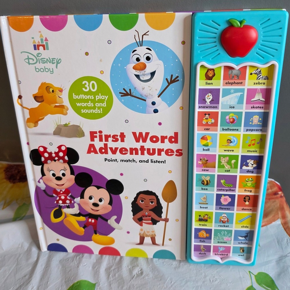 Disney Baby First Word Adventures Sound Book 30 Buttons Mickey Olaf Moana